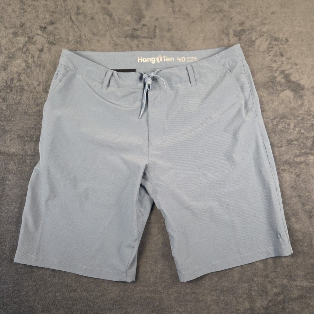 Hang Ten Mens Hybrid Walk Shorts Blue Grey Micro Check Size 40 Quick Dry Stretch